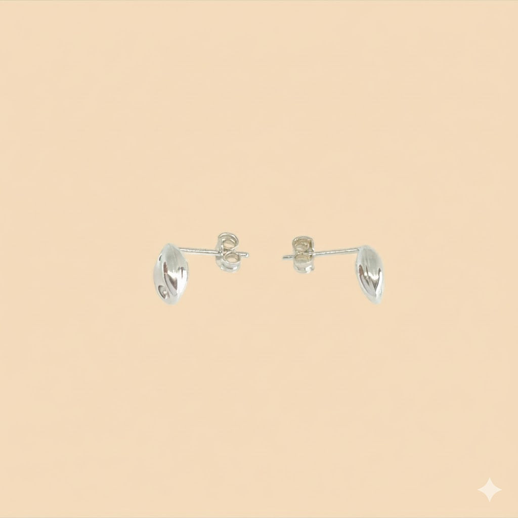 (2-3235) 925 Sterling Silver - Puff Mariner Stud Earrings.