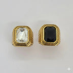 (4-0078) Stainless Steel - Zircon Carved Men Ring.