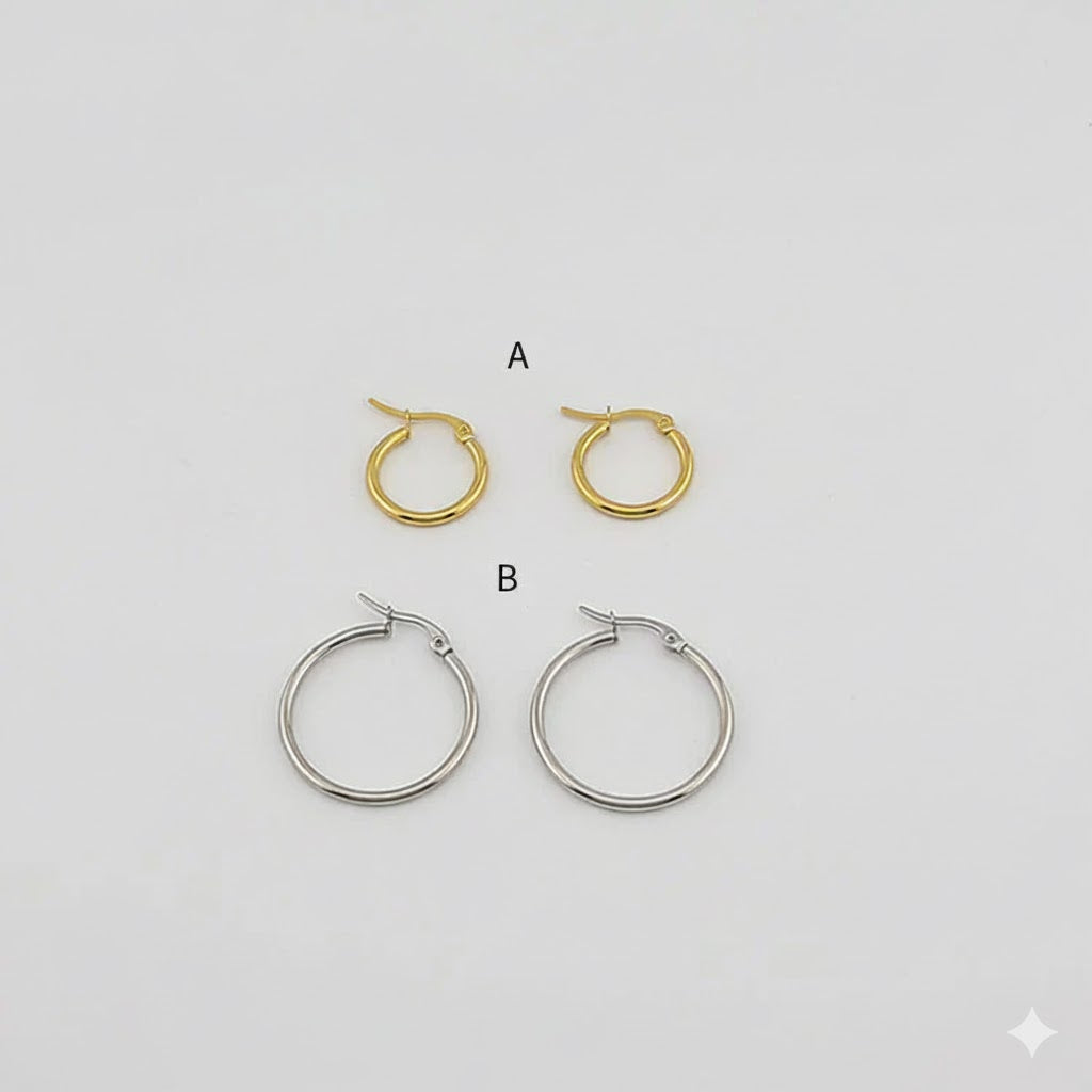 (4-2160) Stainless Steel - Classic Plain Hoops.