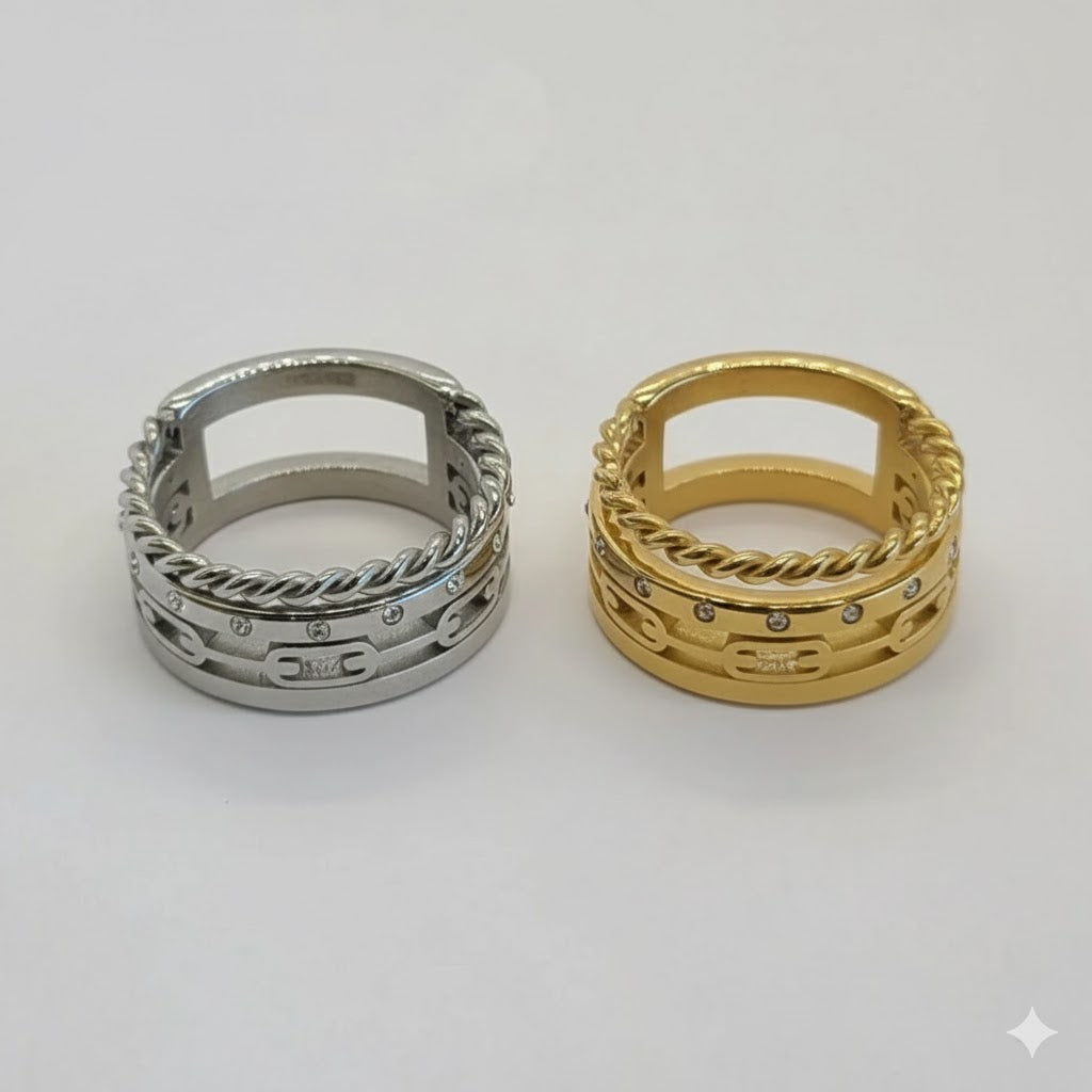 (4-0041-1) Stainless Steel - Multi band Ring.