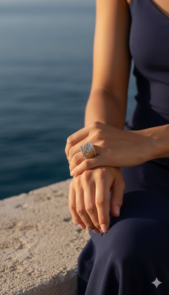 (1-3133) Anillo de circonitas cruzadas laminadas en oro - BGO