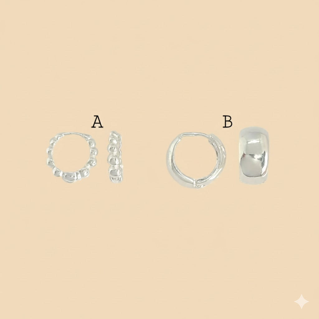 (2-4059) 925 Sterling Silver - Small Plain Huggies.