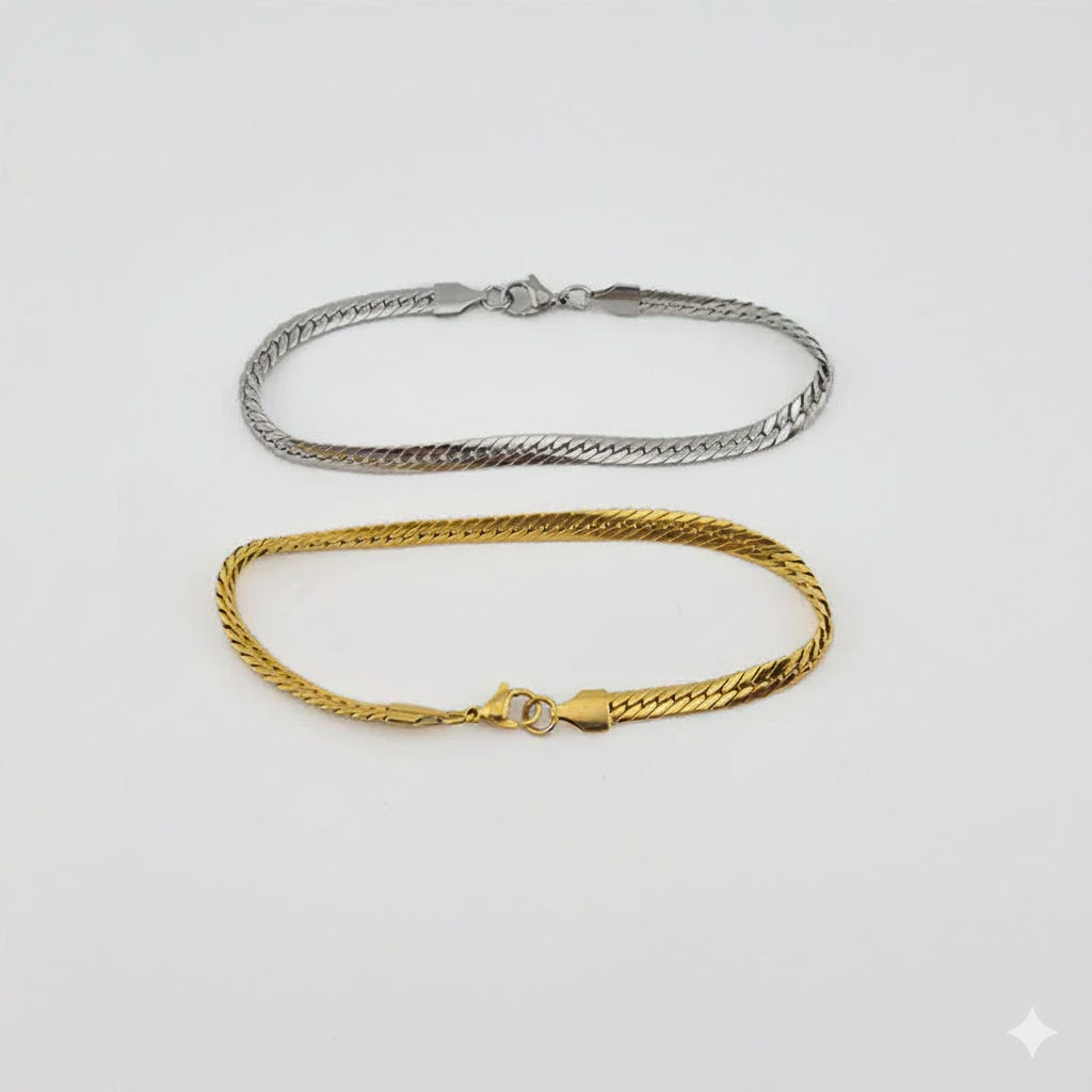 (4-4040) Stainless Steel - 5mm Flat Curb Link Bracelet - 8.5"