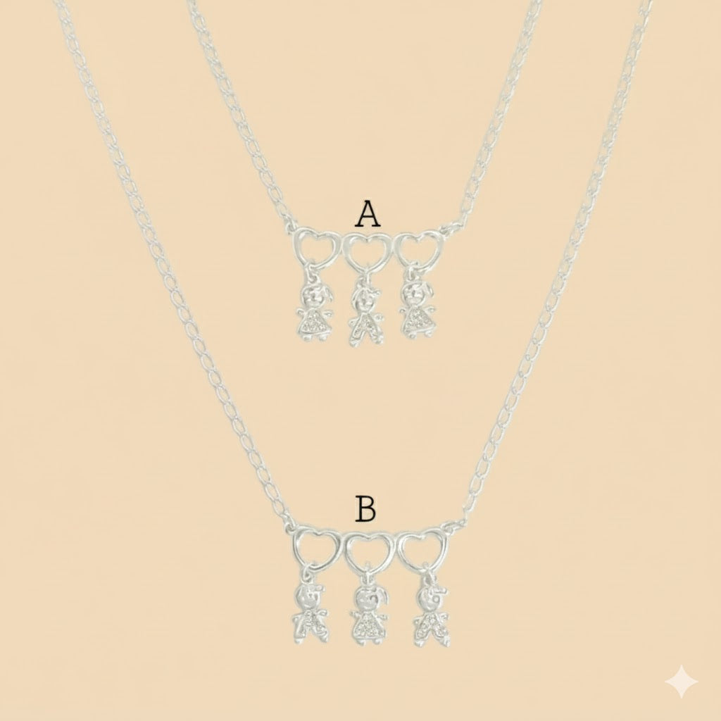 (2-66073) Collar con dijes para niños de plata de ley 925 de 1,5 mm -