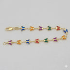 (1-0640) Laminado de oro - Pulsera de mariposa multicolor de 7 mm - 7,5" - BGF