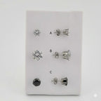 (4-2194) Stainless Steel - Round Zircon Stud Earrings.
