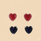 (2-3069) 925 Sterling Silver - Heart Zircon Stud Earrings.