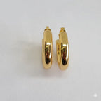 (1-2611-1) Pendientes de aro medio lisos laminados en oro - BGO