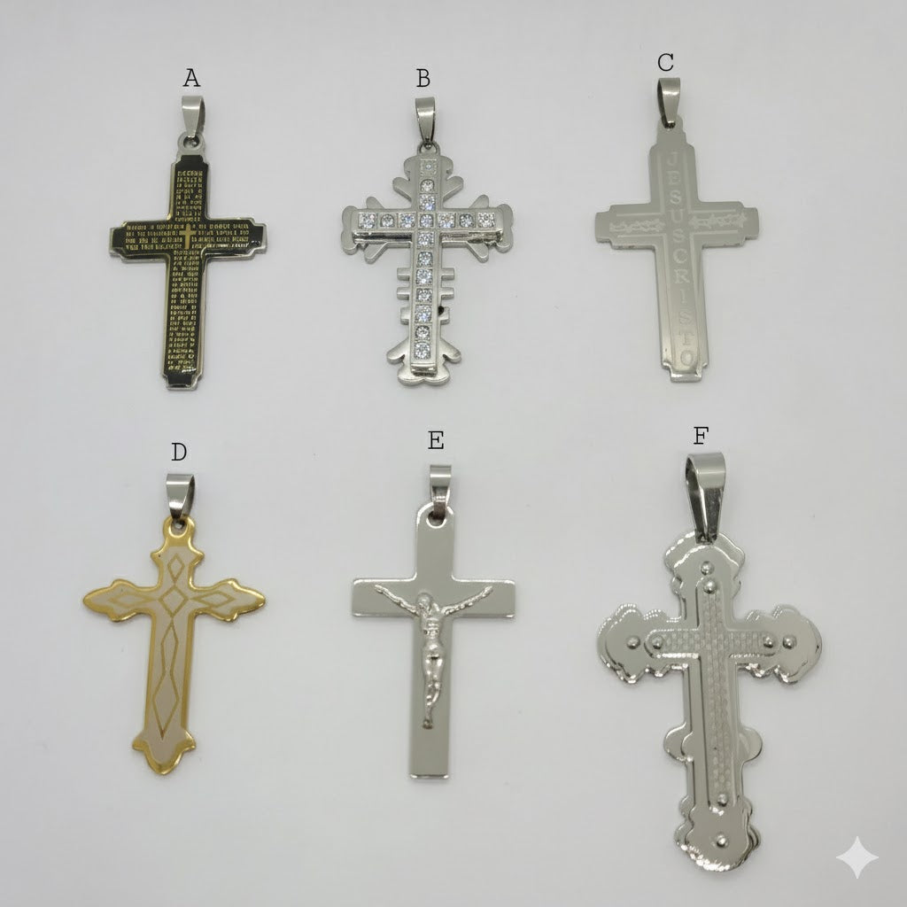 (4-2313) Acero inoxidable - Colgantes de cruz.