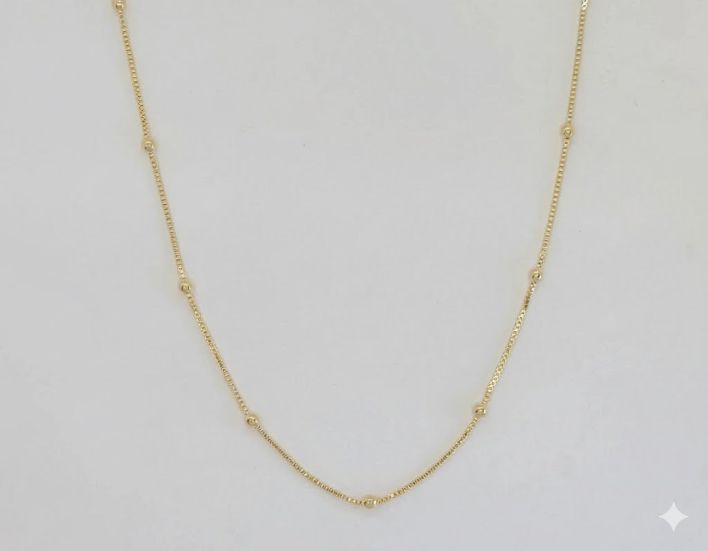 (1-1579) Cadena de eslabones de caja con cuentas de 2,5 mm laminadas en oro - BGF
