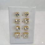 (1-1085) Pendientes de circonita laminada en oro - BGO