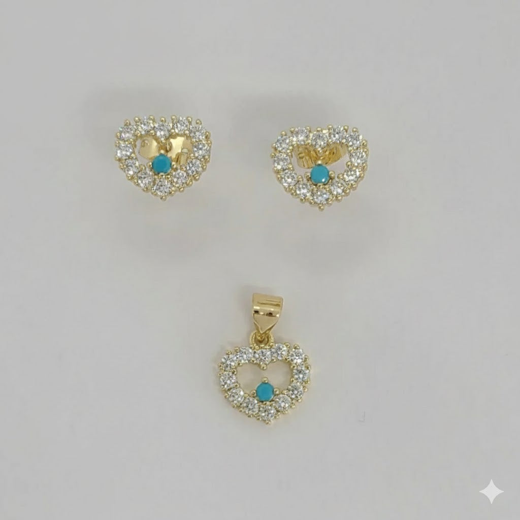 (1-6411) Laminado de oro - Conjunto de corazón de circón - BGF