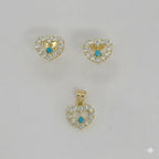 (1-6411) Laminado de oro - Conjunto de corazón de circón - BGF