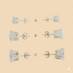 (2-3011) 925 Sterling Silver - Round Zircon Stud Earrings.