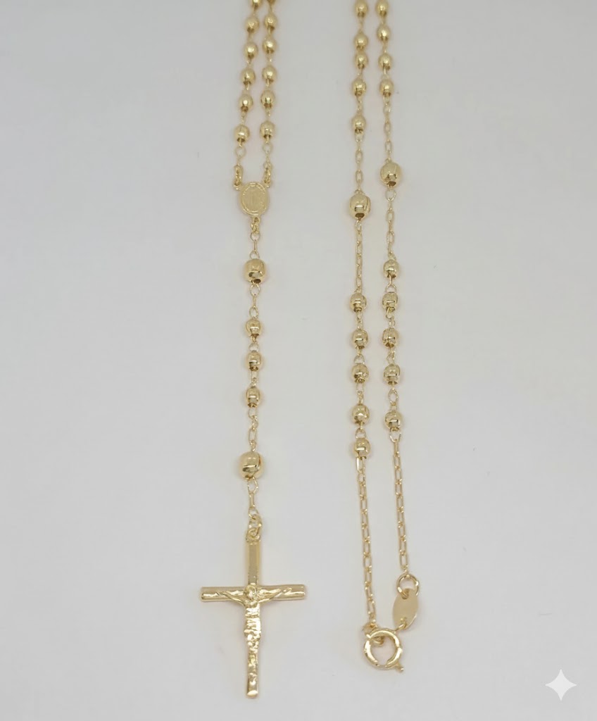 (1-3310-1) Gold Laminate - 4.5mm Miraculous Virgin Rosary Necklace - 24" - BGF