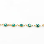 (4-4015) Pulsera de acero inoxidable con ojo malvado de 6 mm y 8"