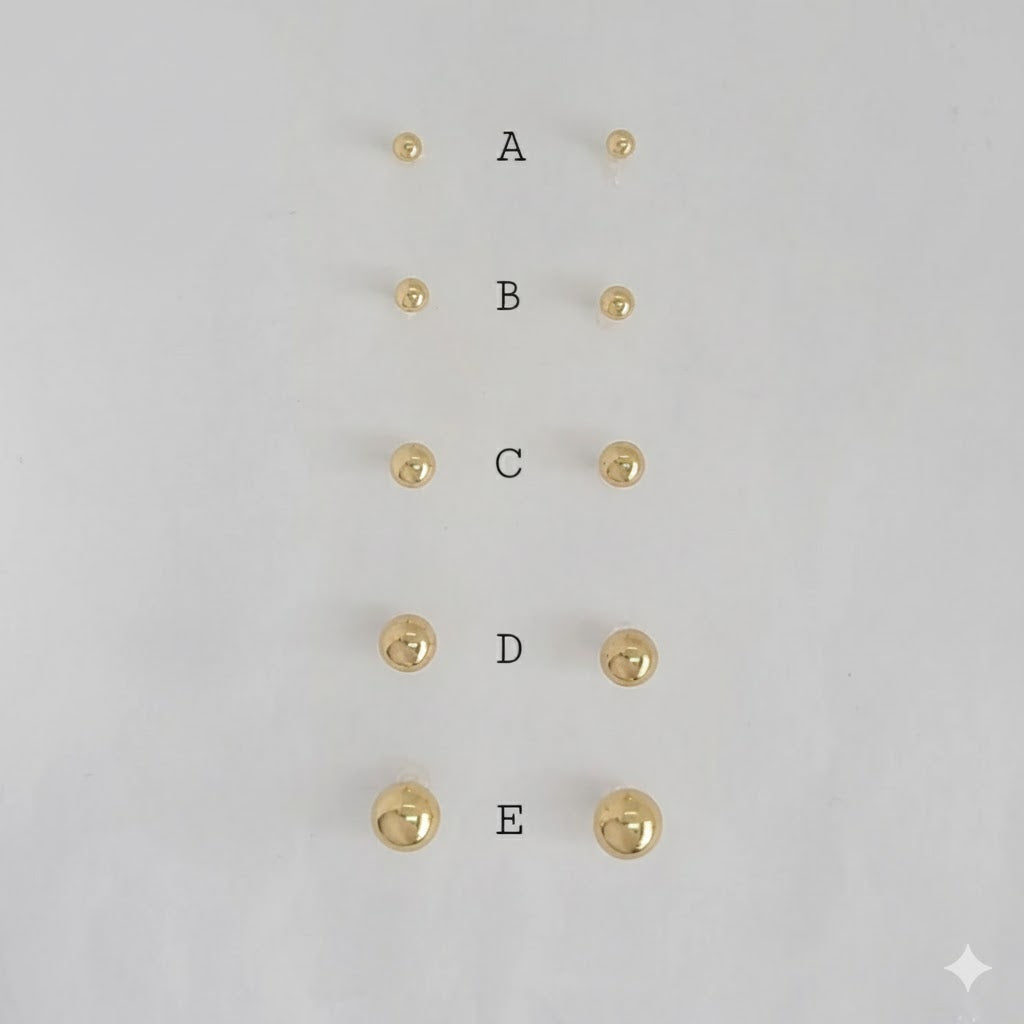 (1-1063) Laminado de Oro - Pendientes de Bola Clásica - BGF