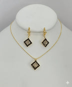 (1-6515) Laminado de oro - Conjunto cuadrado de circón - BGF