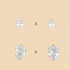 (2-3041) 925 Sterling Silver - Oval Zircon Stud Earrings.