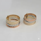 (1-3089-1) Anillo tricolor laminado en oro - BGO