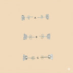 (2-3021) 925 Sterling Silver - Square Zircon Stud Earrings.