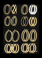 12 Pairs Hypoallergenic Large /Gold Hoop Earrings Set for Women, Big Thin Thick Gold Hoops Earrings Loop Pack for Jewelry Gift 40mm/50mm