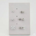 (4-2196) Stainless Steel - Square Zircon Stud Earrings.
