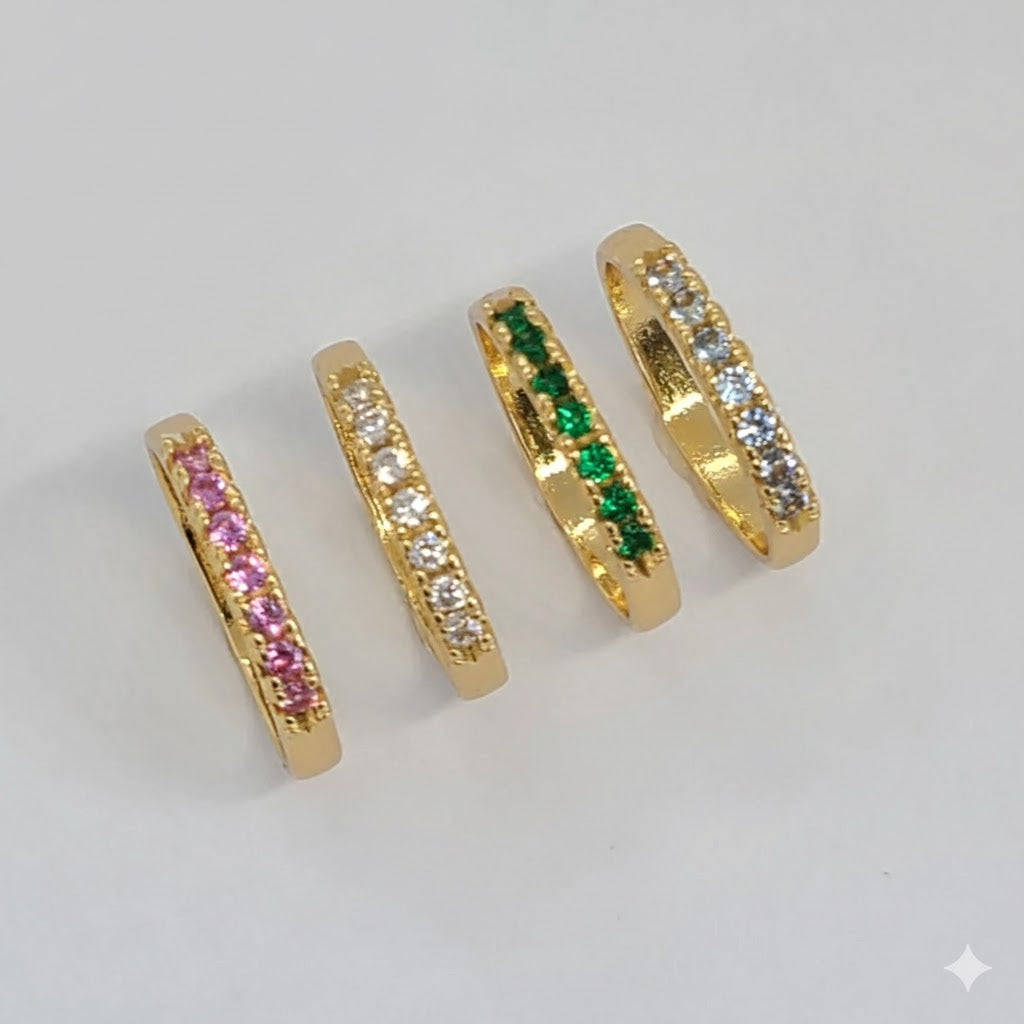 (1-3026) Gold Laminate - Colorful Zircon Band Ring - BGO