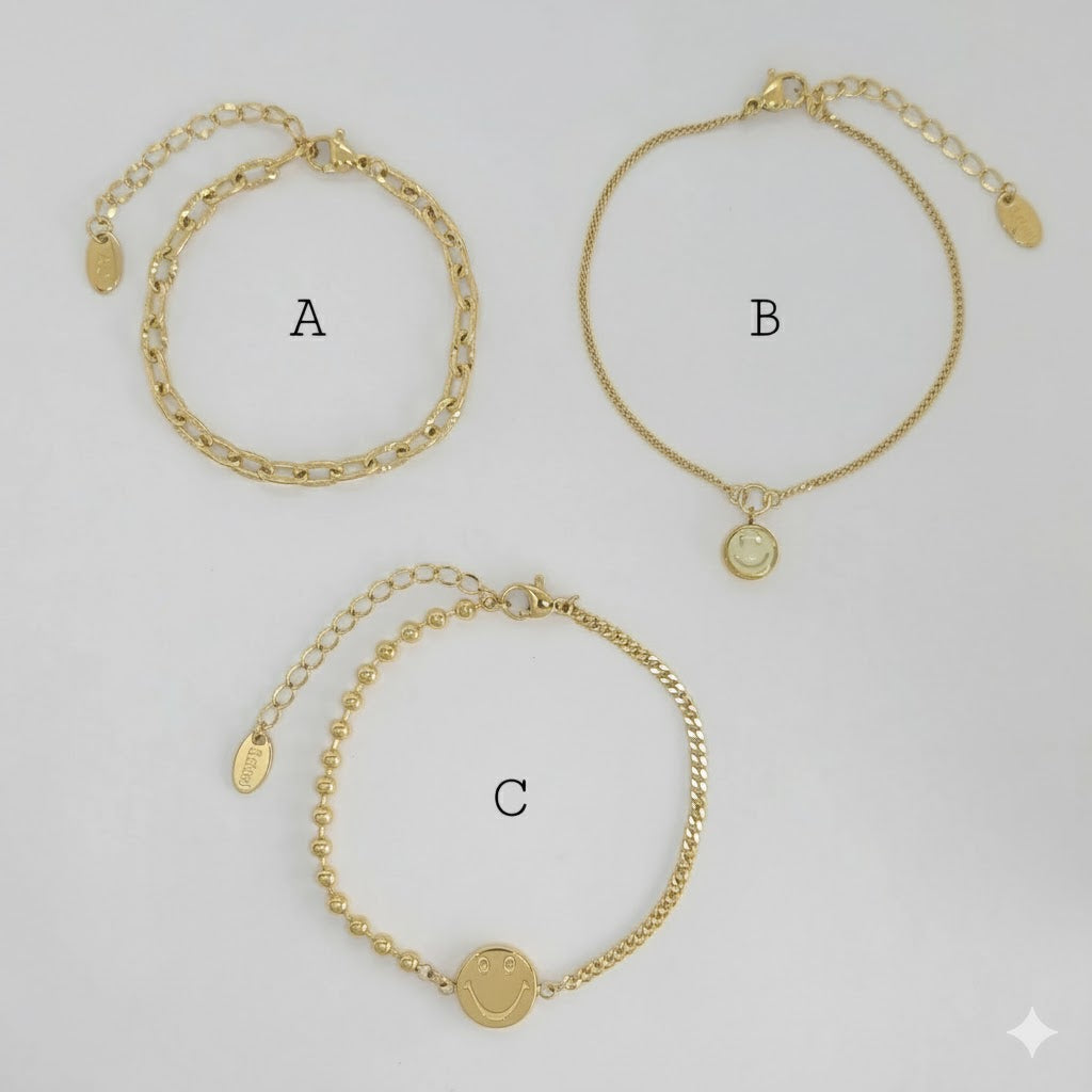 (MBRA-34) Pulsera de eslabones sencillos de acero inoxidable.