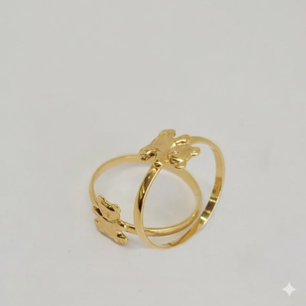 (1-3001-4) Anillo de osito de peluche laminado en oro - BGO
