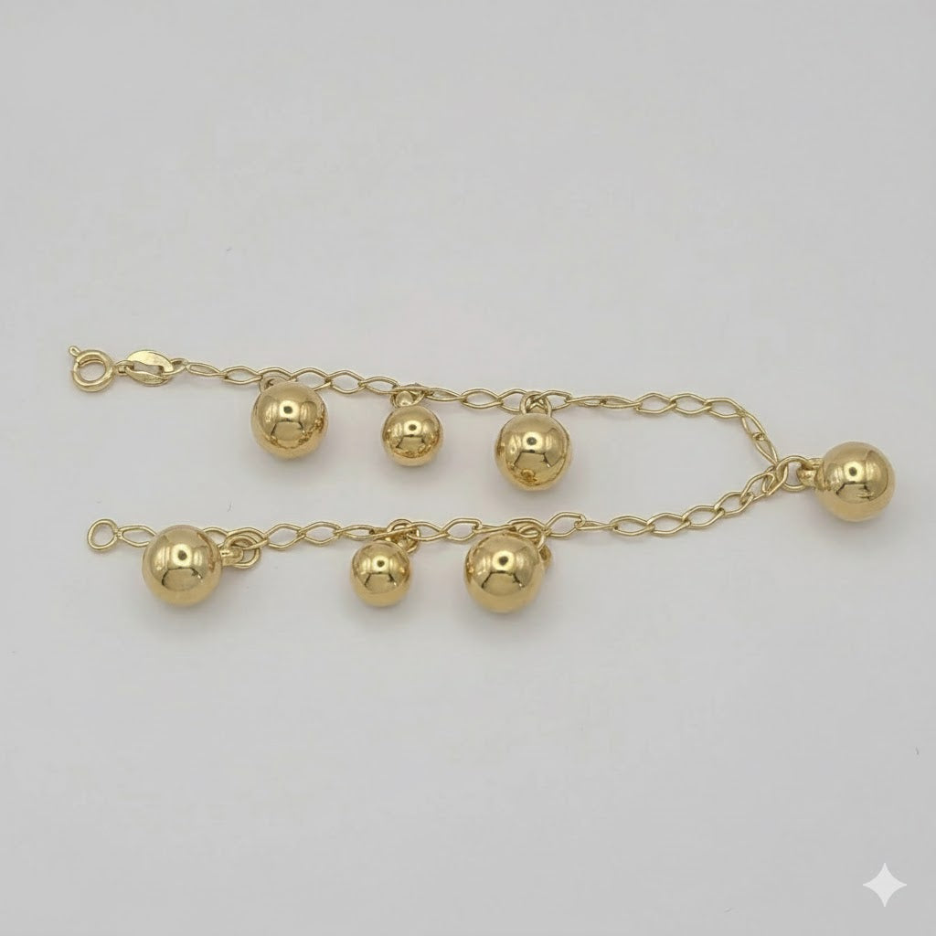 (1-0712) Pulsera de bolas laminadas en oro - 19 cm - BGO
