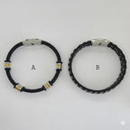 (MBRA-17-R) Pulsera de acero inoxidable y cuero para hombre.