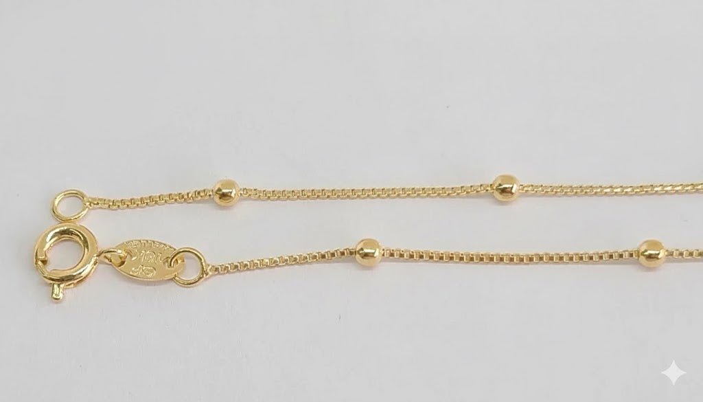 (1-0058) Gold Laminate - 1mm Satellite Link Anklet - 10" - BGF