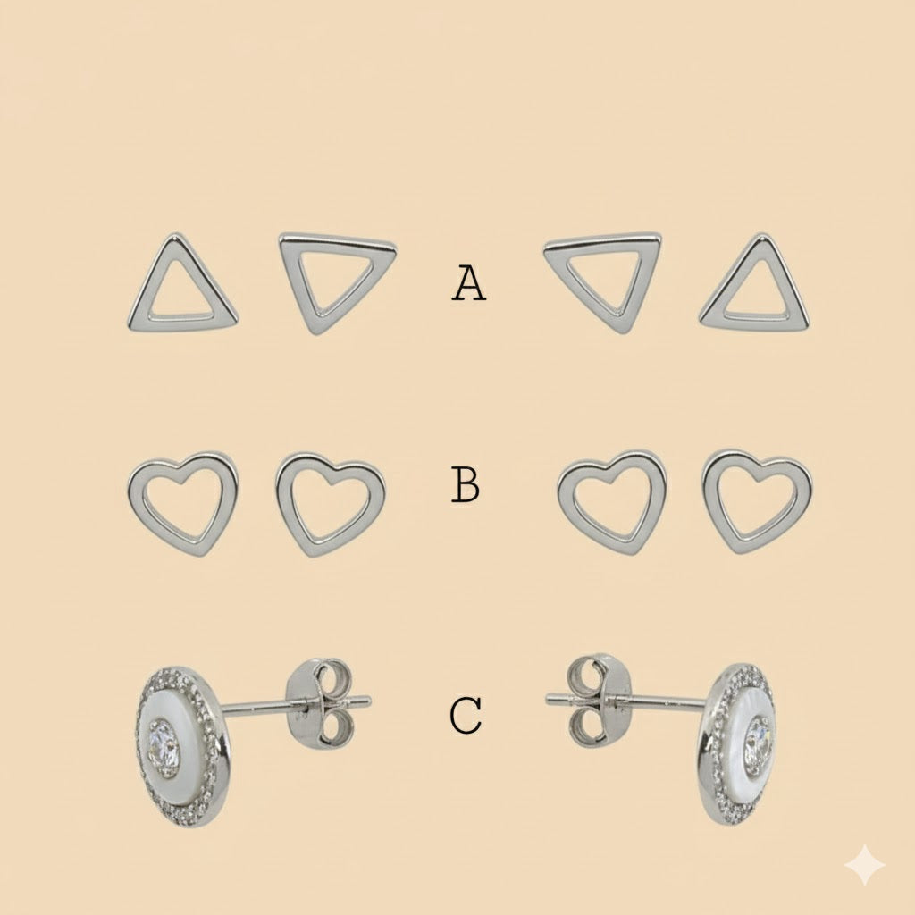 (2-3062-2) 925 Sterling Silver - Mother of Pearl Stud Earrings.