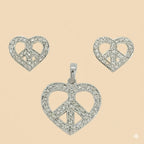 (2-6457) Conjunto Corazón de Zirconia en Plata de Ley 925.