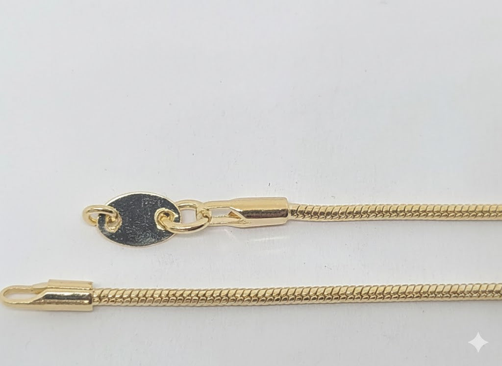 (1-0474) Laminado de oro - Pulsera de serpiente redonda de 1,5 mm - BGF