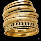 Gold Bangle Bracelets for Women, Bangles Stackable Set, Multi Layer Textured 14K Gold Plated Chunky Bracelets Boho Jewelrys Set