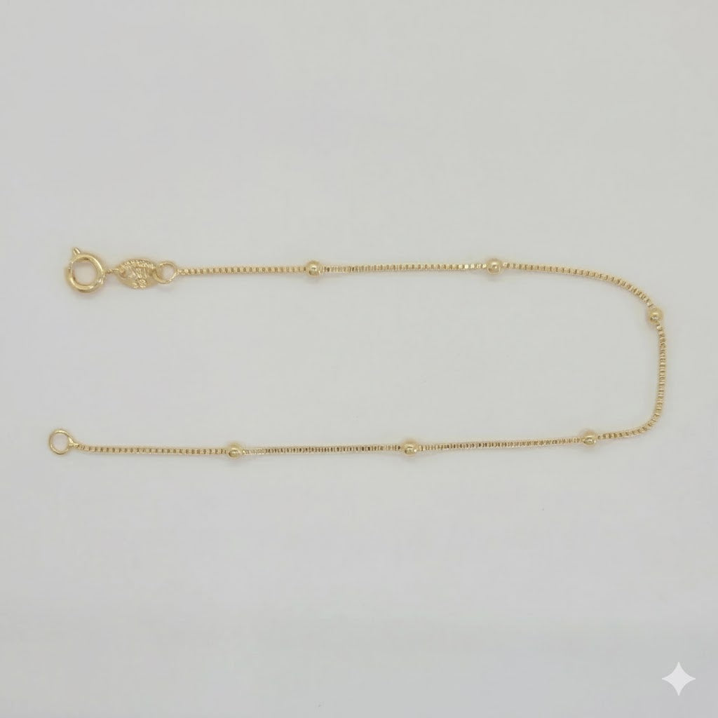 (1-0703) Pulsera de bolas satélite de 1 mm laminadas en oro - BGF