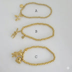 (MBRA-33) Pulsera de acero inoxidable con cuentas y dijes de animales.