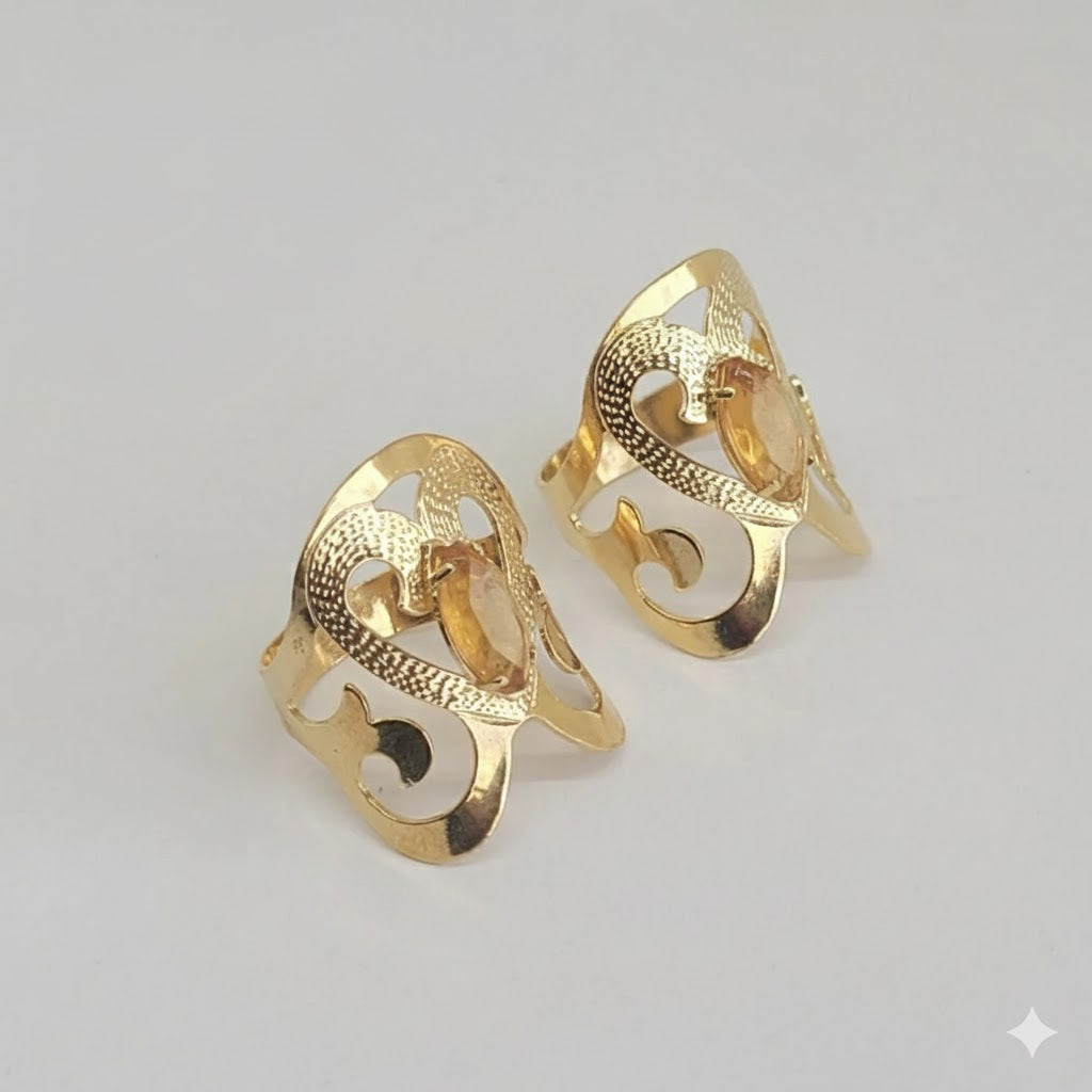(1-3004) Anillo de oro laminado con circonitas talladas - BGO