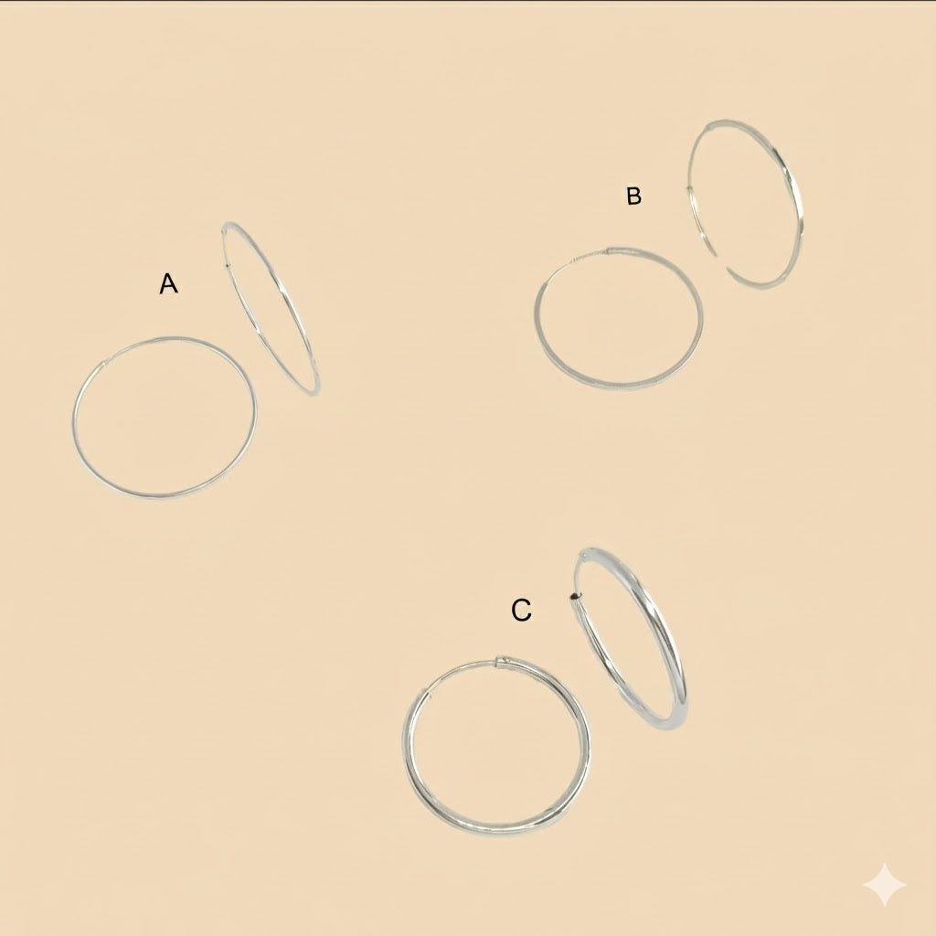 (2-4006) 925 Sterling Silver - Plain Hoops.