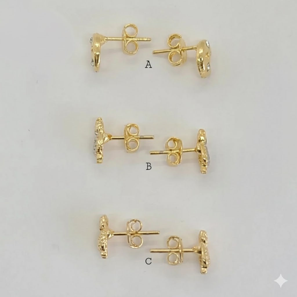 (1-1125) Laminado de Oro - Pendientes de Botón - BGF