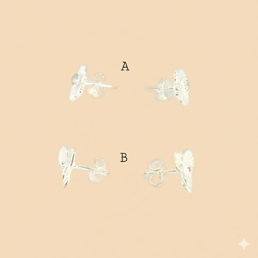 (2-3133-1) 925 Sterling Silver - Flower Stud Earrings.