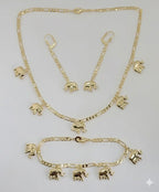 (1-6194-1) Laminado Dorado - Juego de Cadenas Fígaro con Elefantes - BGO