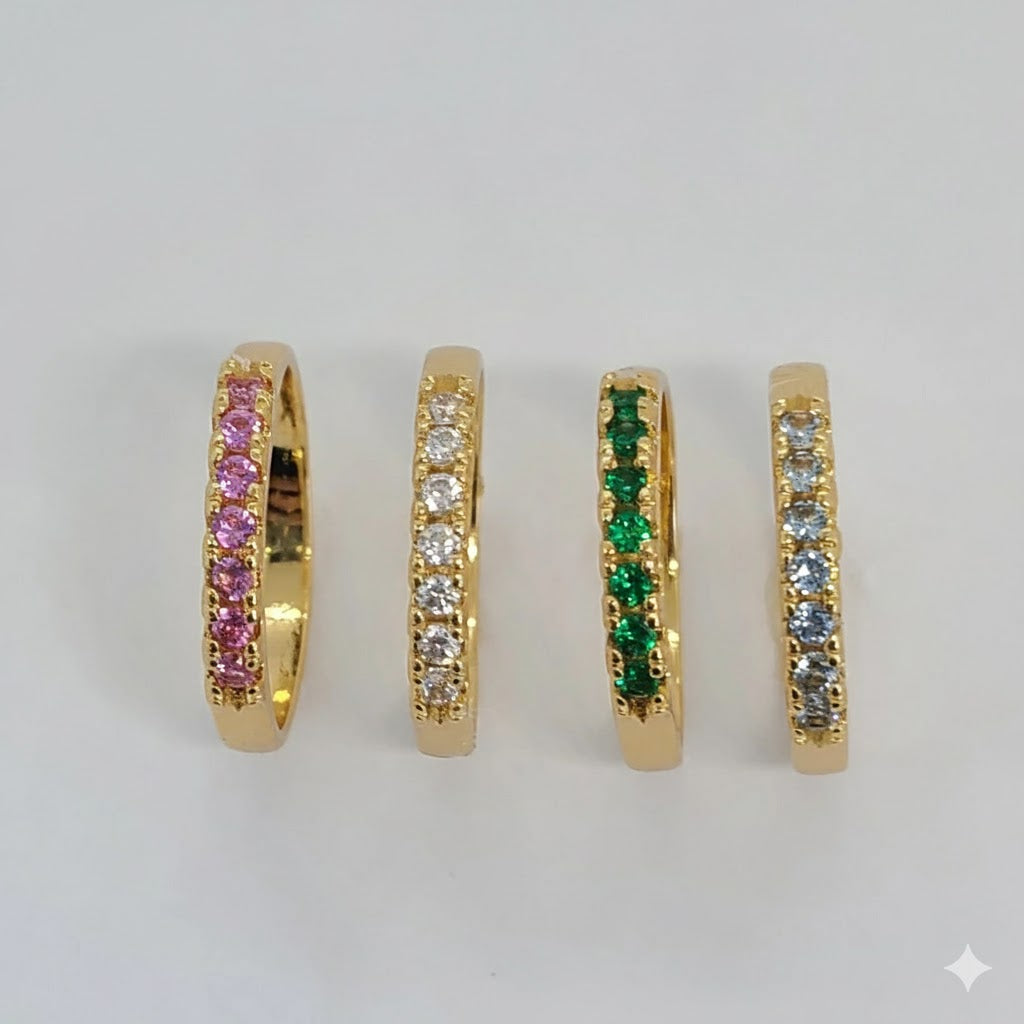 (1-3026) Gold Laminate - Colorful Zircon Band Ring - BGO
