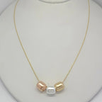 (1-6057) Laminado de oro - Collar de tres tonos - BGF