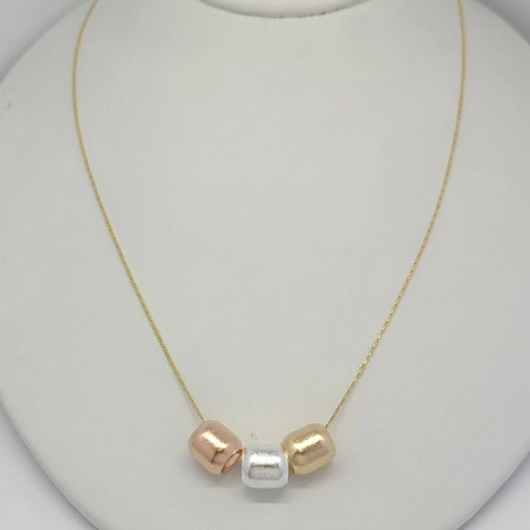 (1-6057) Laminado de oro - Collar de tres tonos - BGF