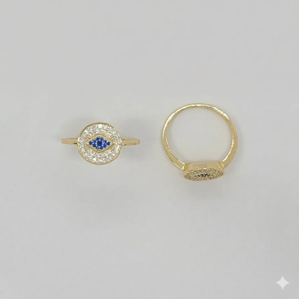 (1-3071-1) Anillo de mal de ojo laminado en oro - BGF
