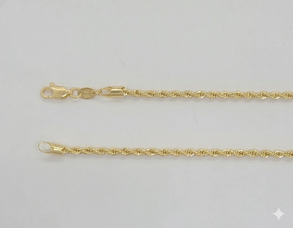 (1-1621) Cadena de eslabones tipo cuerda de 3 mm laminada en oro - BGF