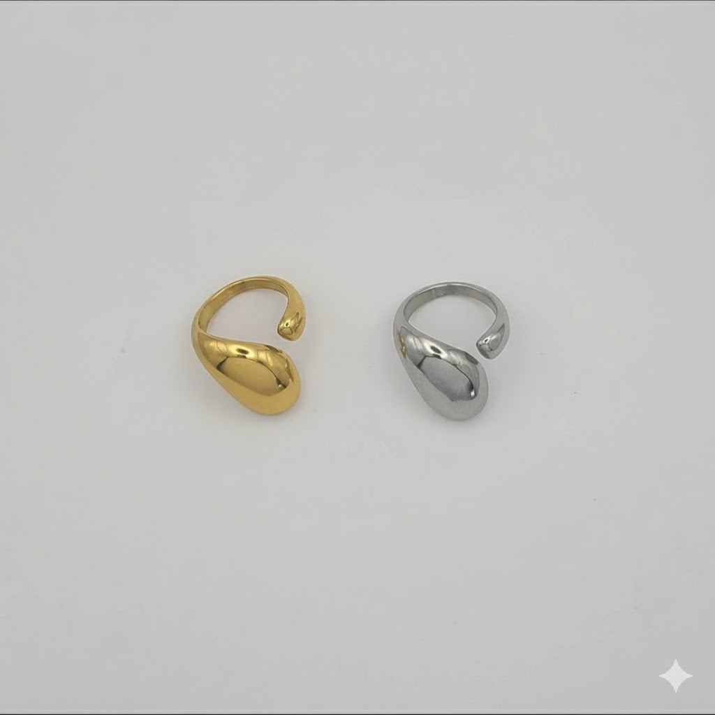 (4-0007) Stainless Steel - Open Teardrop Ring.